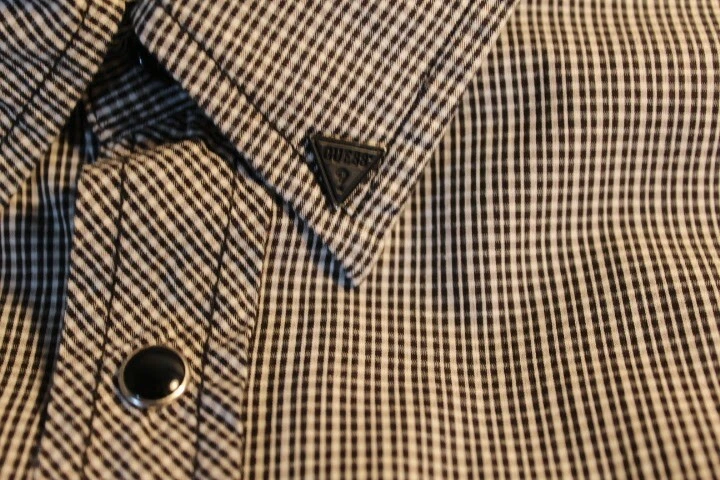 Camisa Guess Los Angeles Talla XL Negra Perla A Presión Manga Larga Rebelión Spellout