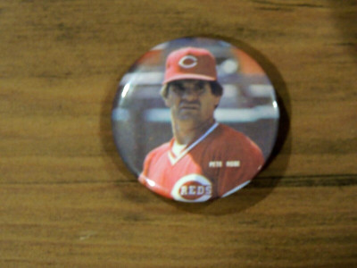 PETE ROSE 1980's PINBACK 2'' BUTTON    REDS LEGEND  HIT KING