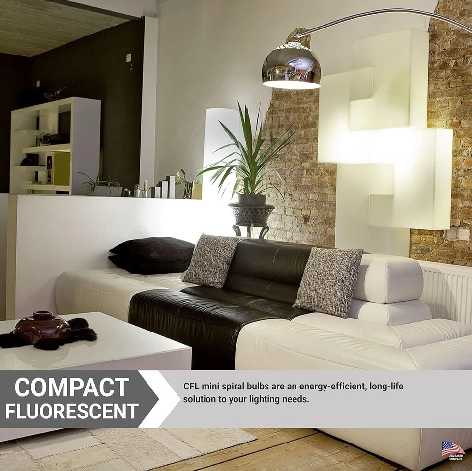 3Pack CFL Mini Spiral Light Bulb, T2 Bulb, 5W (25W), 2700K, E26, 300LM - Image 3 of 4