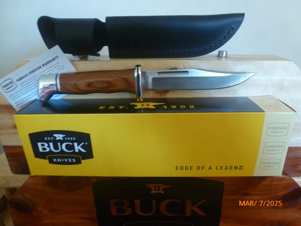 Cuchillo de hoja fija Buck 117CCS1 Brahma Heritage Series EE. UU. con funda de cuero nuevo en caja Foto 2 de 4