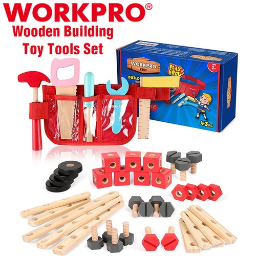 WORKPRO Wooden Building Toy Tool 43PC Set Building Toy Creative