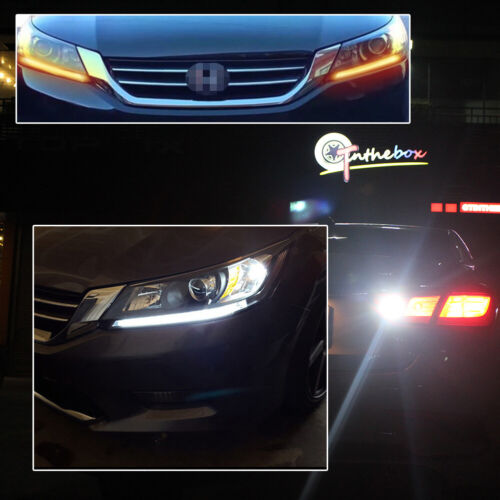 White/Amber Headlight LED DRL Lights Strip Retrofit For 13-15 Honda Accord Sedan - Picture 9 of 10