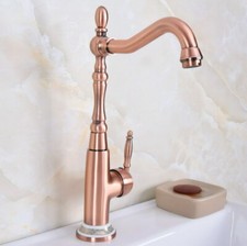 Red Copper Swivel Kitchen Sink Mixer Faucet Single Handle/Hole Deck Mount Tap