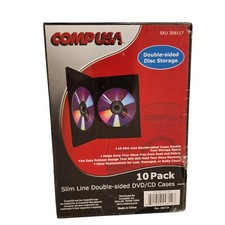 CompUSA 10-Pack Black Slim Double Sided Media DVD CD Movie Game Storage Case