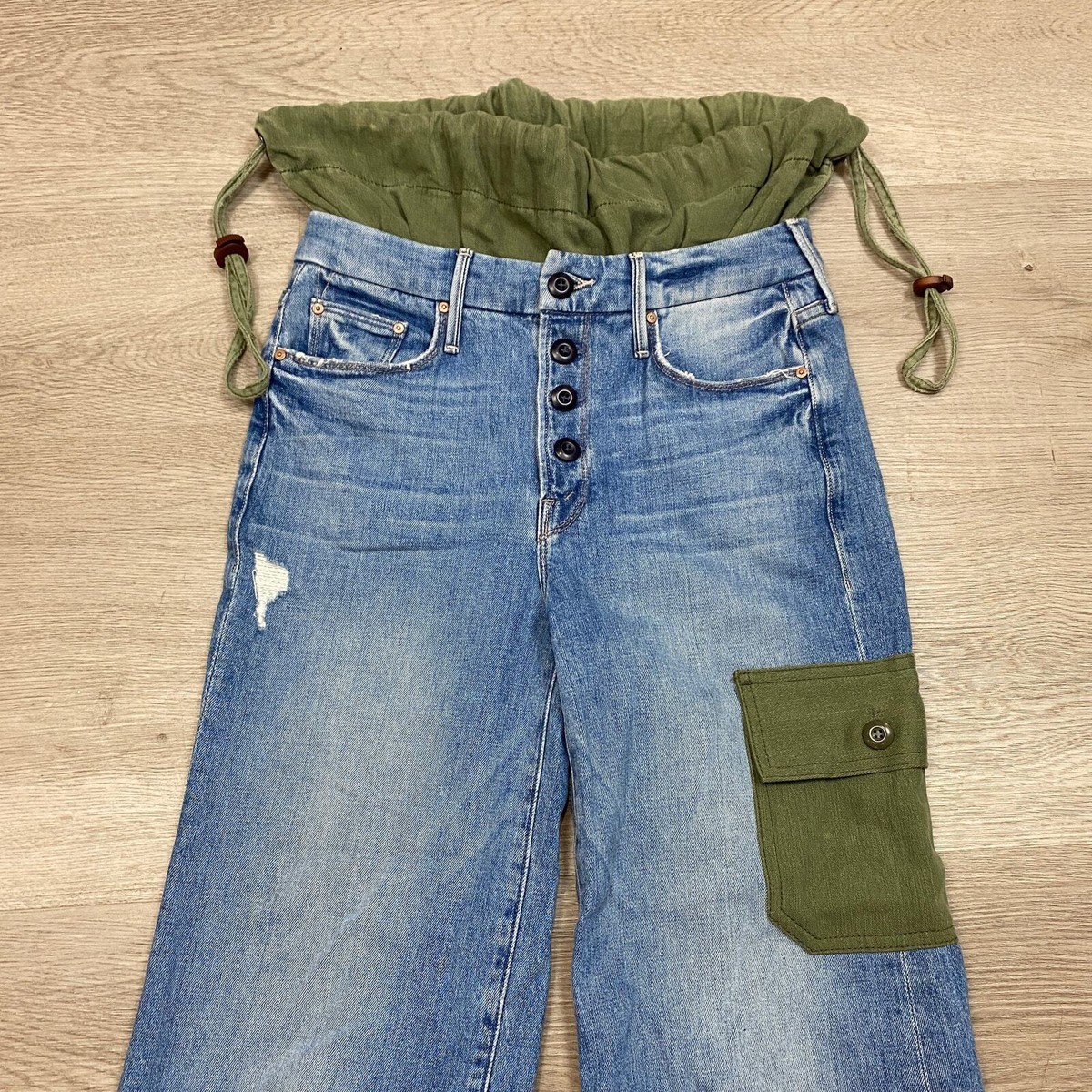 Rare Mother The Balloon Drawstring Jeans in Pieces of What