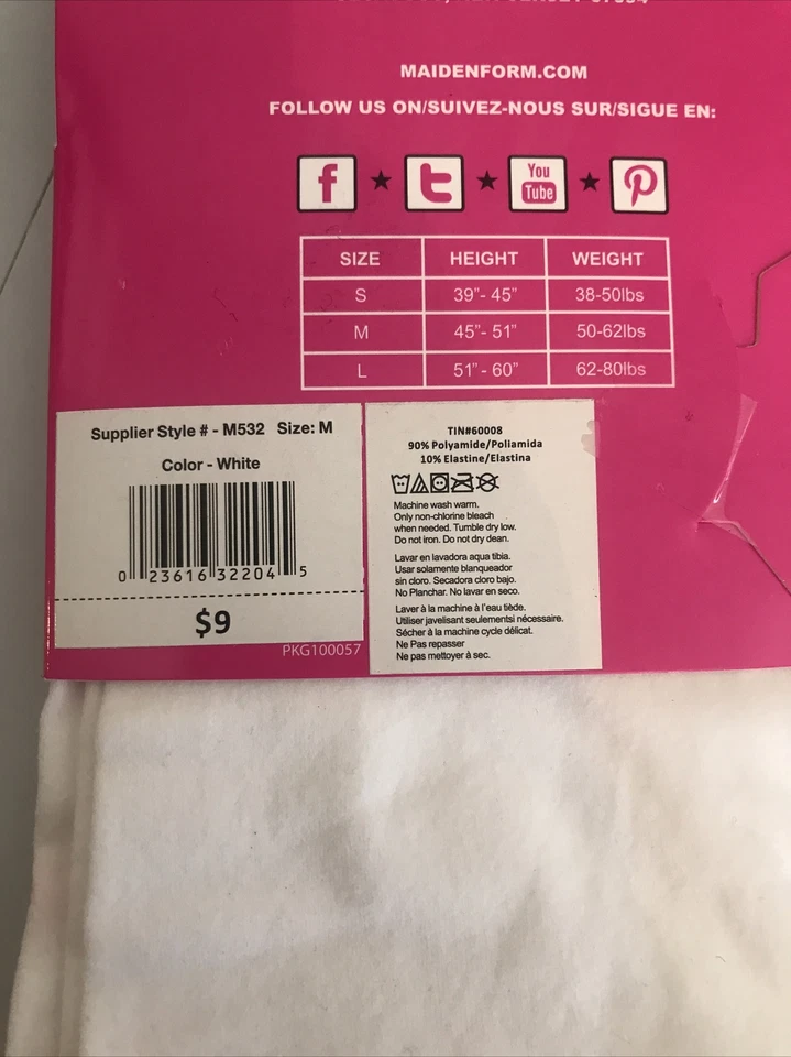 Medias de microfibra Maidenform Girl blancas con puntos rosas medianas Ret$9 (5hmbx-131-8) Foto 2 de 4