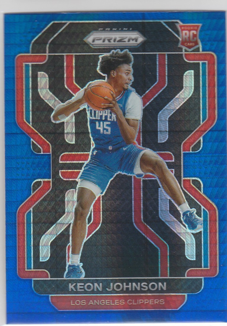 2021-22 Panini Prizm Keon Johnson RC Blue Hyper Prizm #326 Clippers ...