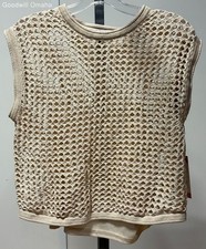 Steve Madden Women's Size S Beige Open Crochet Top W/ Matching Camisole NWT