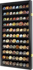 Military Challenge Coin Display Case Poker Chips Holder Wall Cabinet Showcase