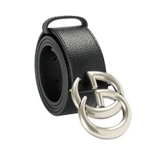Gucci 100 Textured Leather Double Silver G Buckle Belt US 38 IT 95