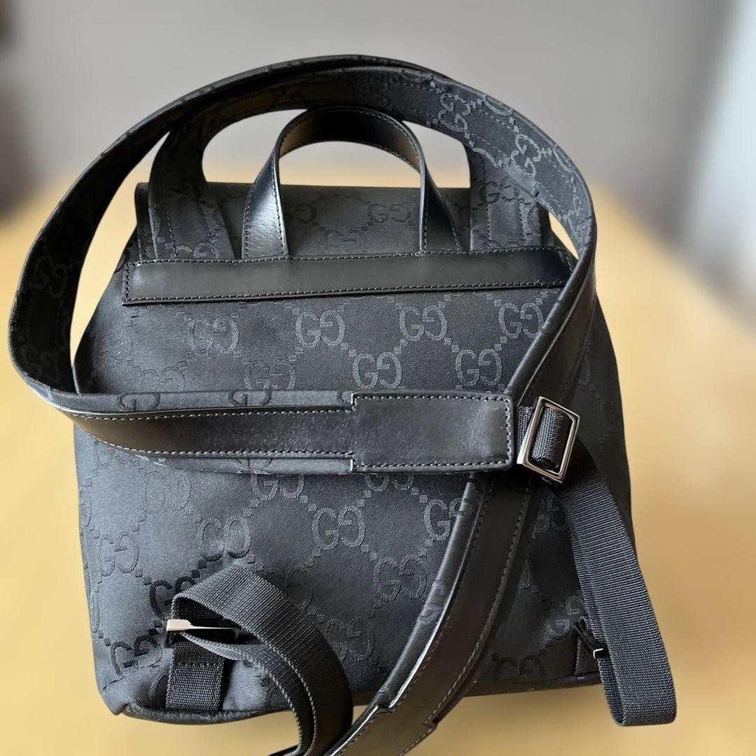 Gucci Black GG Pattern Backpack External Zipper P… - image 4