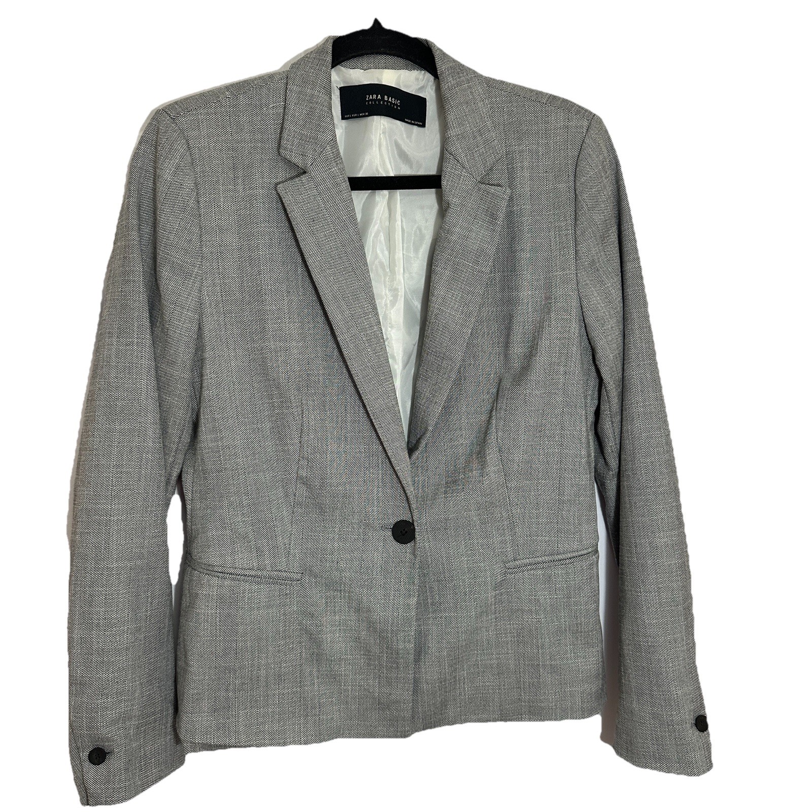 Zara Basic Blazer Women’s Large One-Button  Gray … - image 1
