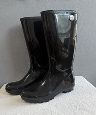 UGG Shaye Tall Rain Boots Women  s Size 7 Black Waterproof Rubber Gloss