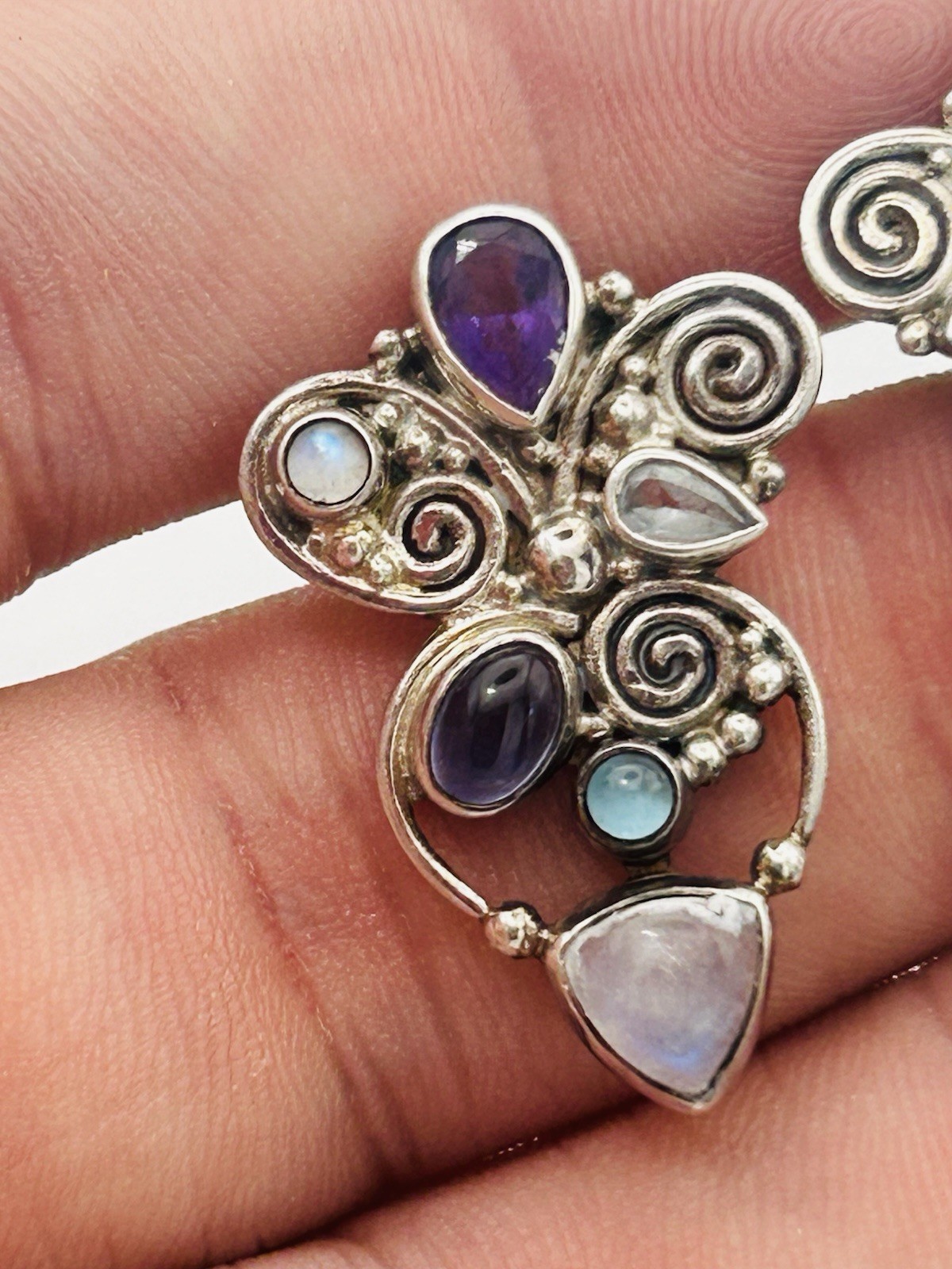 Sajan 925 Solid Sterling Silver Amethyst Moonston… - image 2