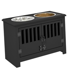 Large Elevated Dog Bowls with Storage Cabinet Containing Large 37L