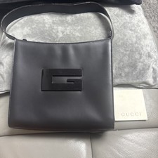 GUCCI One Shoulder Bag Leather Black Vintage Authentic