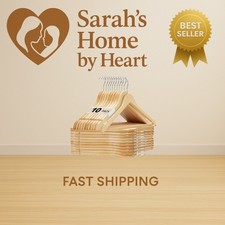 Wooden Hangers 10 Pack, Solid Wood Hanger with Non Slip Pant Bar, Heavy Duty ...