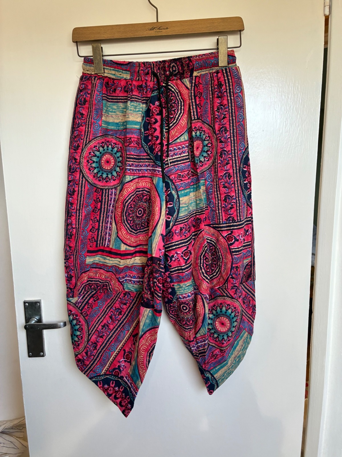 CROPPED HAREM PANTS PATCHWORK PRINT YOGA FESTIVAL… - image 1