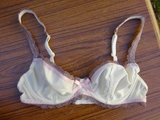 Soutien gorge à armatures microfibre jaune dentelle taupe DIM ETAM 85 C TBE