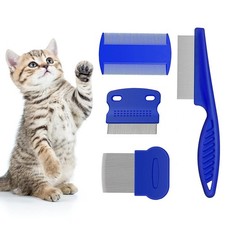 Flohkamm Set F&Uuml;R Hunde Katzen Edelstahl L&auml;usekamm Staubkamm 4-tlg. Pflege