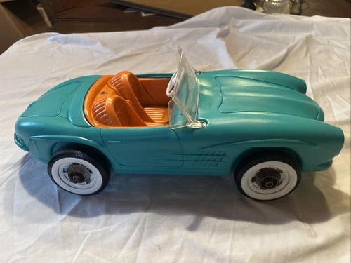 Vintage 1964 Barbie Mercedes Benz Car Teal & Orange Blow Mold 1960s Irwin Sports