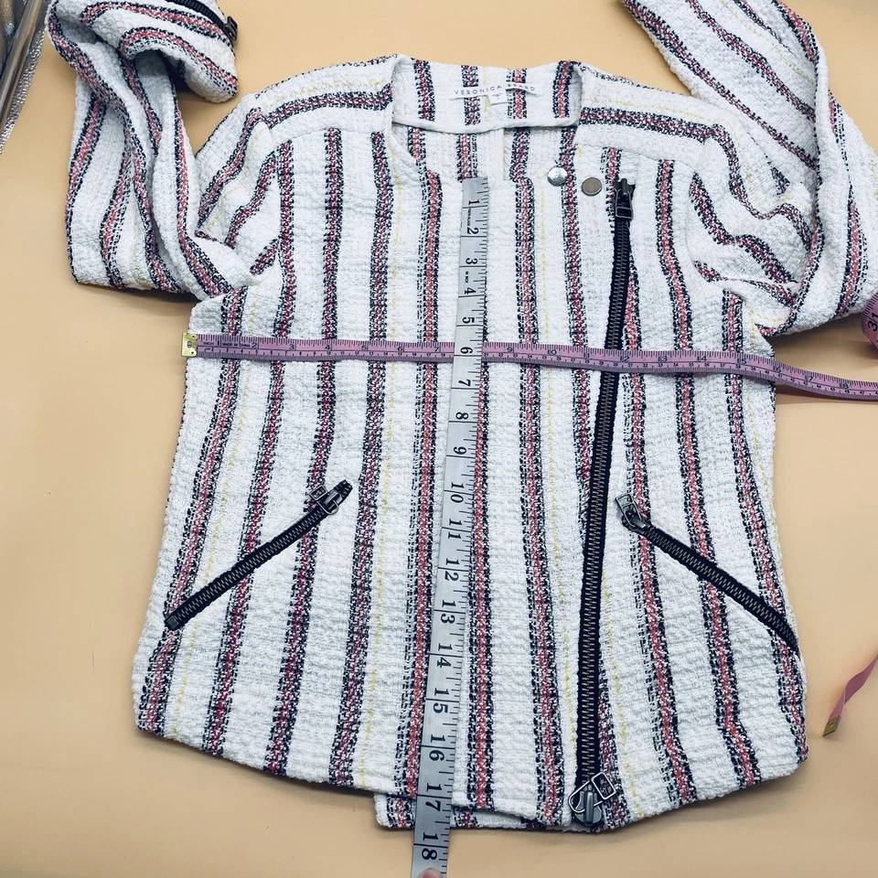 Chaqueta Veronica Barba MARA Rayas Tweed Moto Cremallera Talla 2 Foto 4 de 4