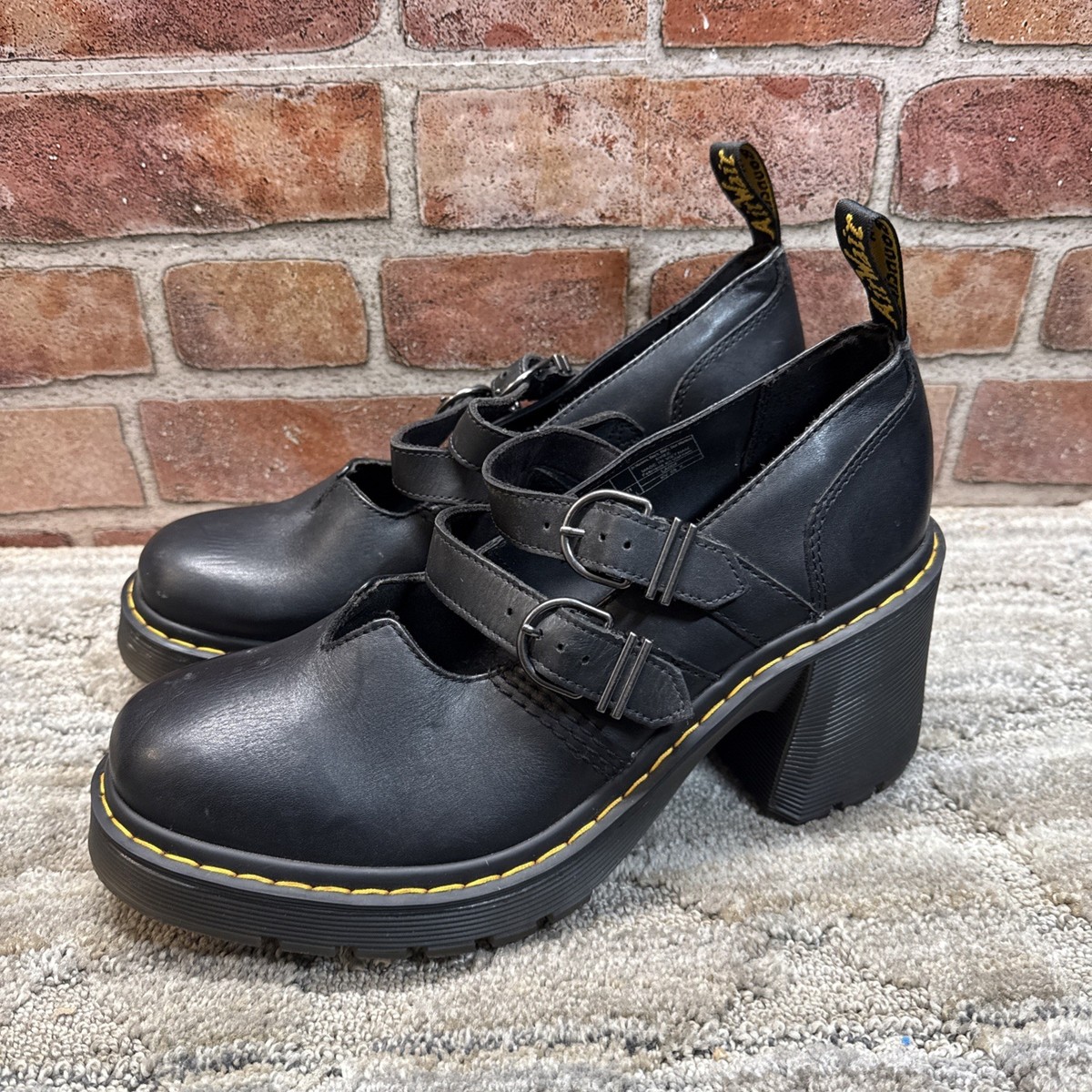 Dr Martens Eviee Black Mary Jane Chunky Platform Heel Leather