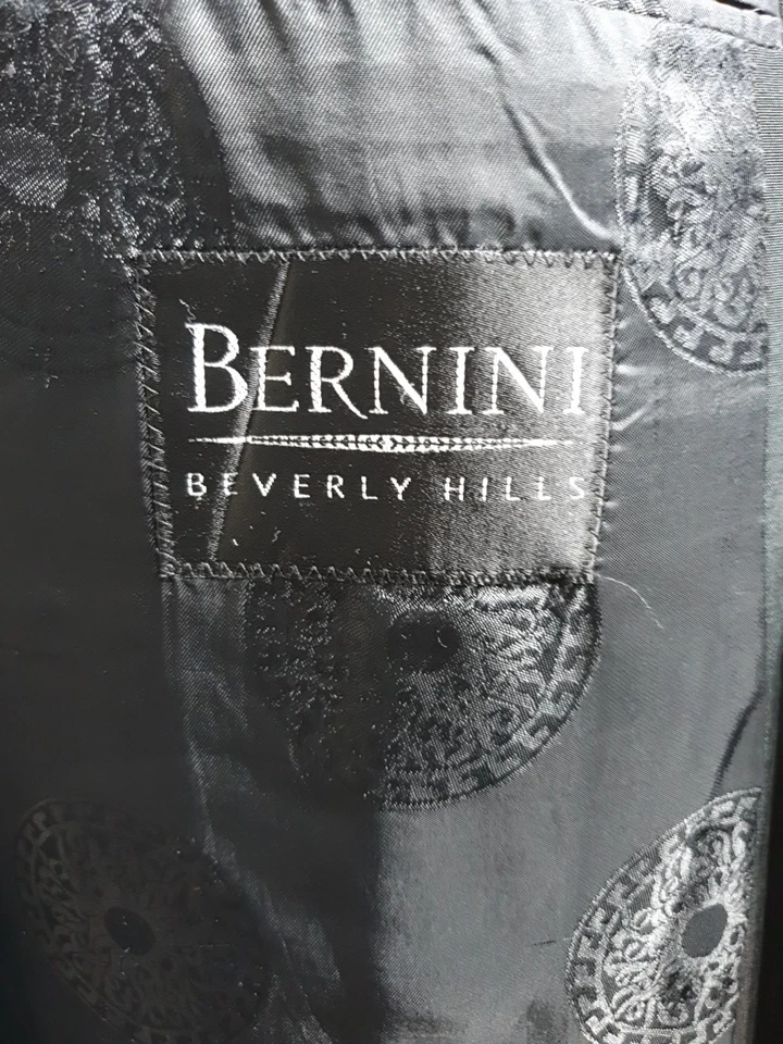 Traje Versace Classic V2 seda y lana 2 piezas Ch44"L W36" L30" negro rosa rayas Foto 4 de 4