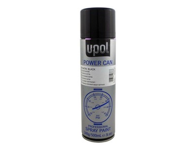 U-POL POWER CAN AEROSOLS 500ML UPOL SPRAY PAINT RATTLE CANS - SATIN BLACK