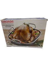 Circulon Nonstick Turkey Roasting Pan With Rack 18 Inch X 15 Inch, Gray