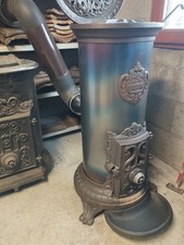 Poêle Godin rare modèle 2123 fonte brute restauré années 20 fût  neuf