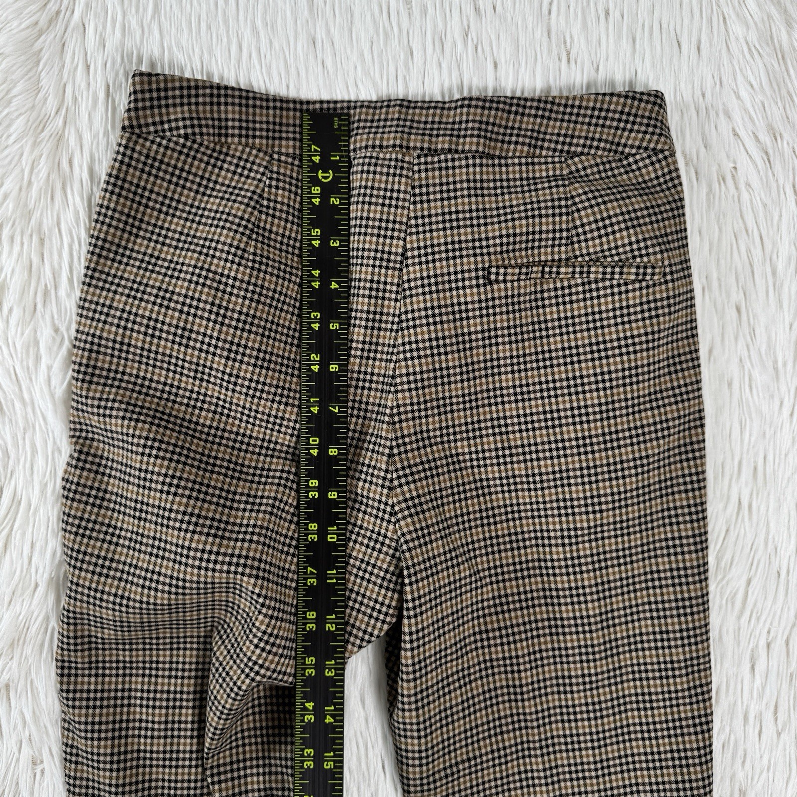 Zara Basic Tan Checked Mid-Rise Flat Front Slim L… - image 14