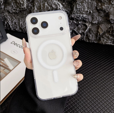 For iPhone17/ Air/Pro/Pro Max, new shockproof magnetic transparent acrylic shell