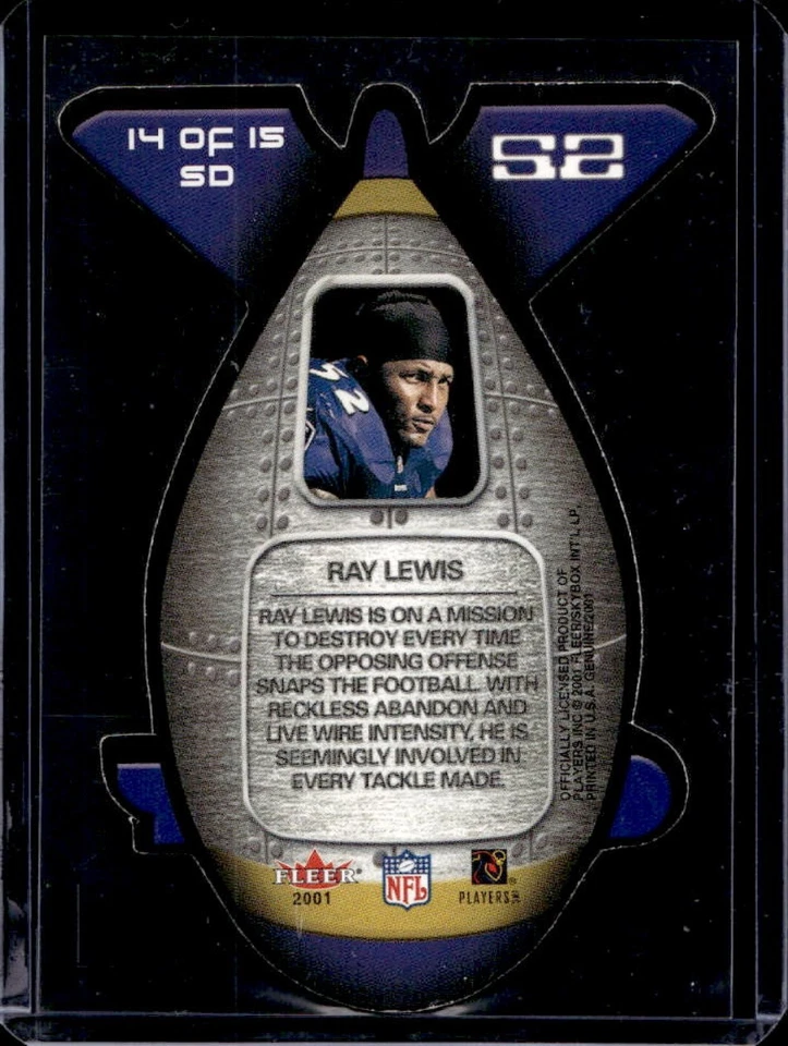 2001 Fleer Genuine Ray Lewis Seek and Deploy #14 SD Ravens - Image 2 of 2
