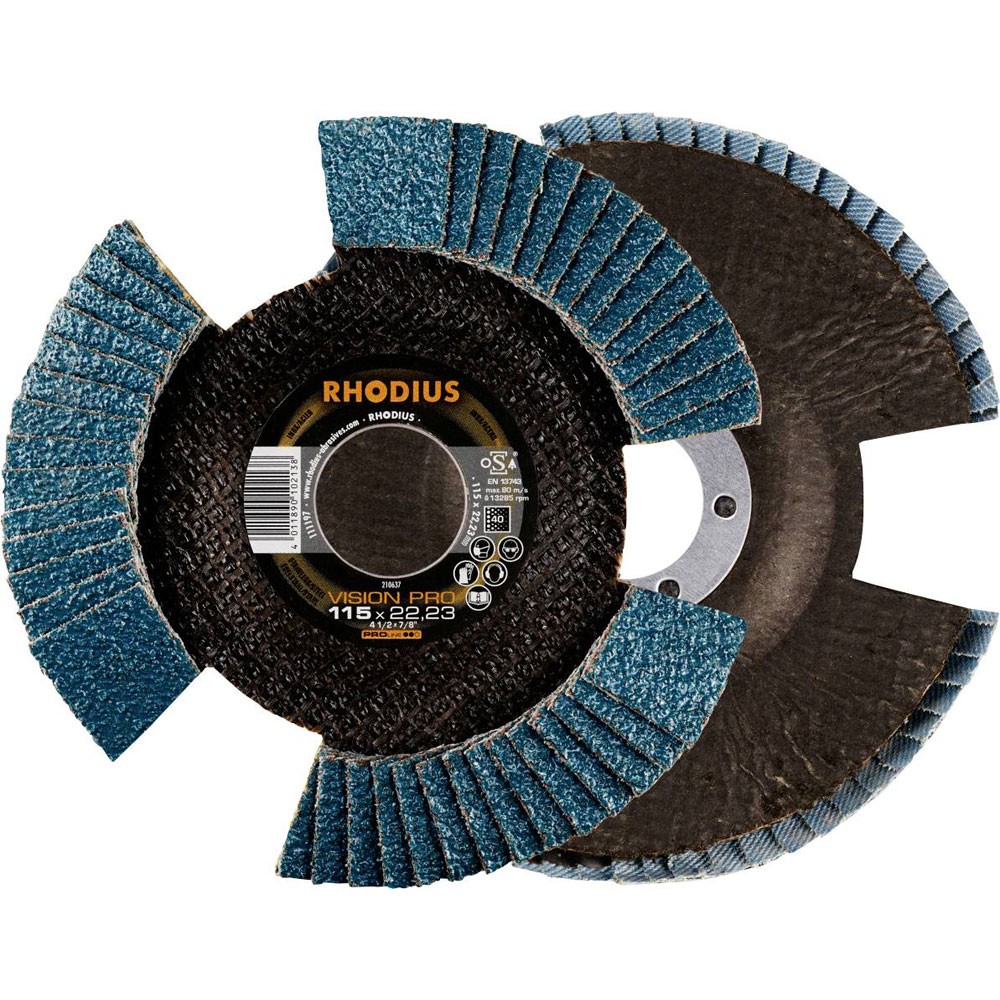 Rhodius VISION PRO Flap Disc 115mm 22.23mm Zirconia 5 Pieces Transparent
