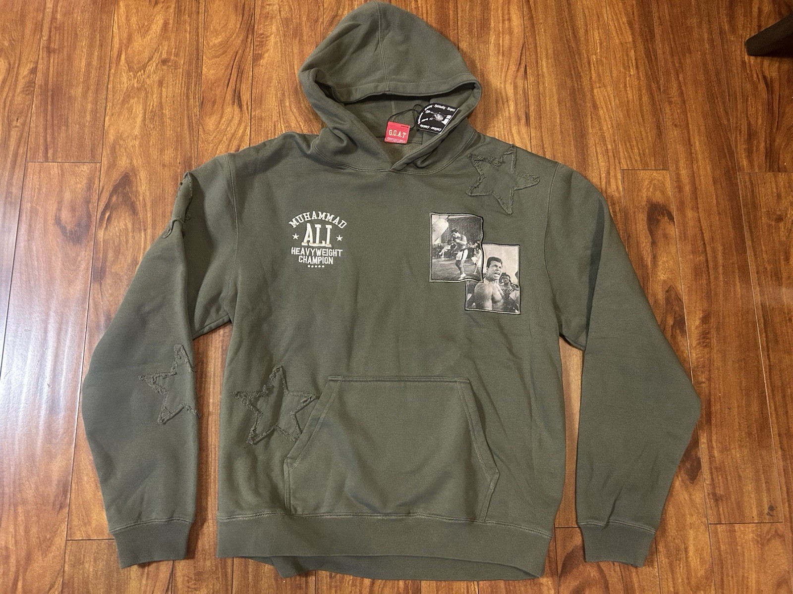 Muhammad Ali X Shoe Palace Star ⭐️ Sleeve Green Pull Over Hoodie L