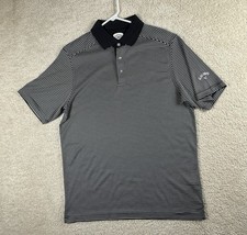 Callaway Golf Polo Shirt Men M Black Striped Performance Short Sleeve Preppy