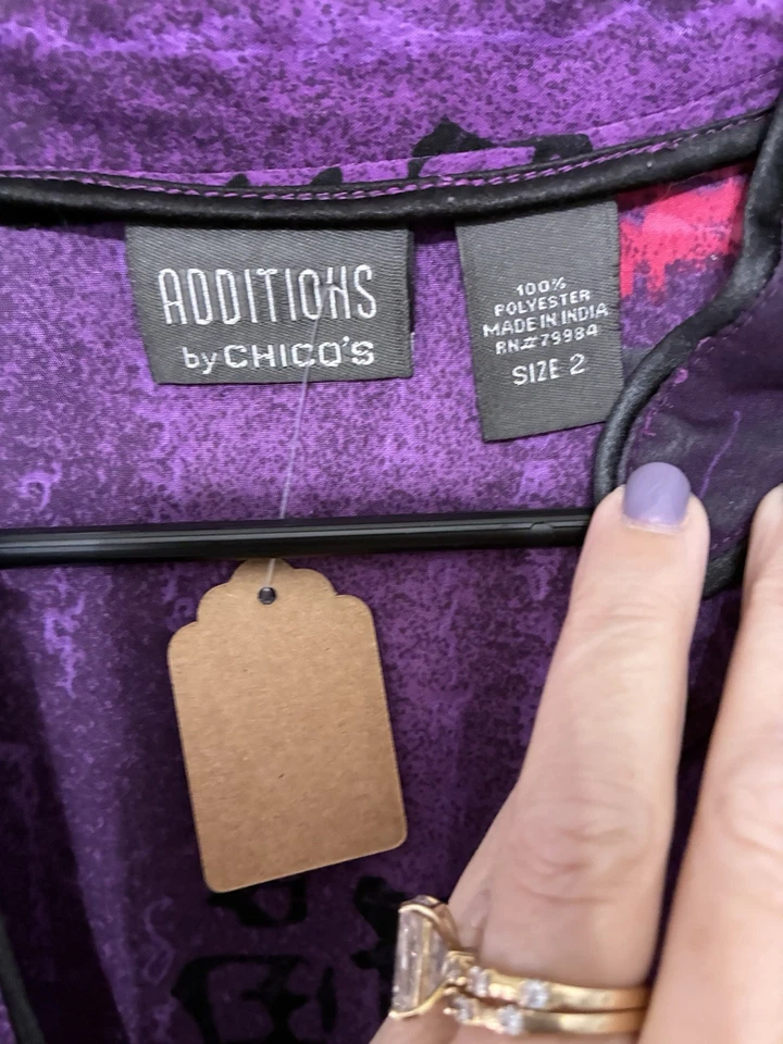 Chaqueta Vintage Additions By Chico’s Púrpura Floral Cierre Gancho - Talla 2 Foto 4 de 4