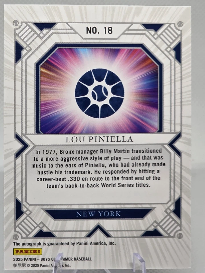 Panini Boys Of Summer 2025 Fan Favorites Signatures Holo Silver Lou Piniella/25 Foto 2 de 2