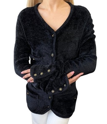 CHANEL Vintage 95A CC Logo Button Cardigan Sweater Top #38 Black