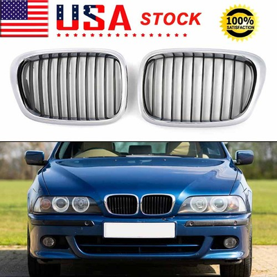 #ad Fits 97 03 BMW E39 M5 Series 525i 528i 530i 540i Front Kidney Grill ChromeBlack $29.48