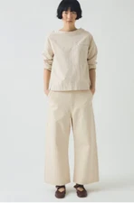 Toast Relaxed Wide Leg Cropped Denim Trousers - Ecru UK 14