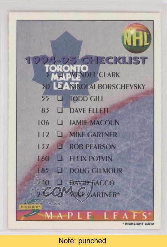 1994-95 Score Toronto Maple Leafs Vancouver Canucks (Pinnacle Punched) READ 1i8