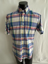 Brooks Brothers Shirt Men  s Medium Regent Fit Madras Plaid Short Sleeve EUC