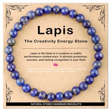 6mm Handmade Lapis Elastic Bracelet – Natural Gemstone for Profession Success –