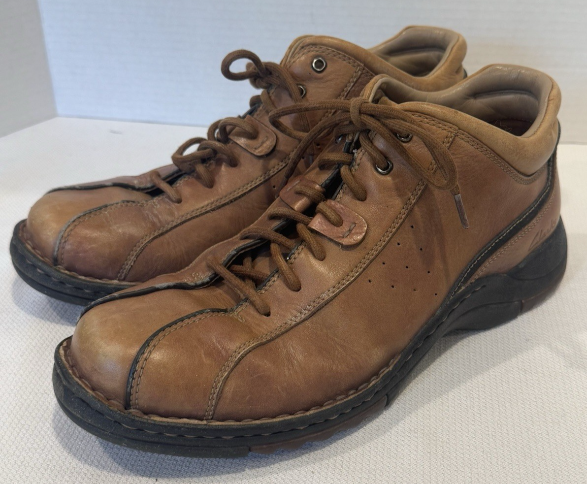 Clark's Light Brown Leather Lace-Up Loafers in Size 9.5M
