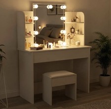 Schminktisch Frisiertisch Kosmetiktisch mit Spiegel Schublade LED Beleuchtung
