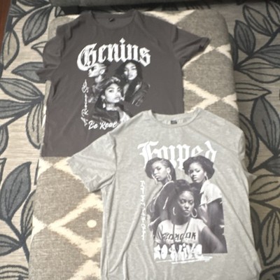 SHEIN Tupac Hip Hop Graphic Tee Men's M Gray/Black Crew Neck Cotton Shirt