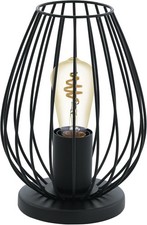 EGLO Newtown 1-Flame Vintage Table lamp, Steel and Black Colour Bedside Light, E