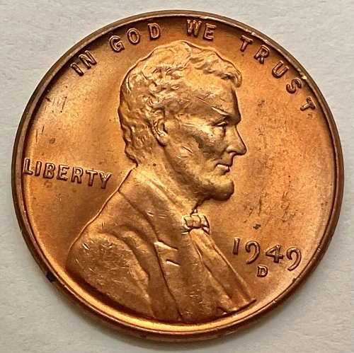1949-D  Uncirculated BU Red RD - Lincoln Wheat Cent ~ B843